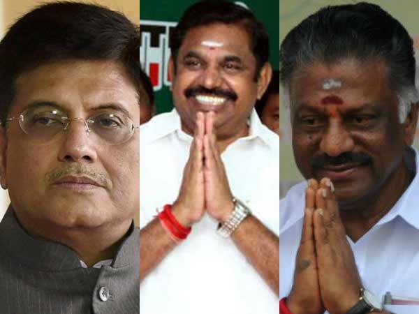 Central minister piyush goyal met tamilnadu ministers thangamani and velumani in chennai Central minister piyush goyal met tamilnadu ministers thangamani and velumani in chennai