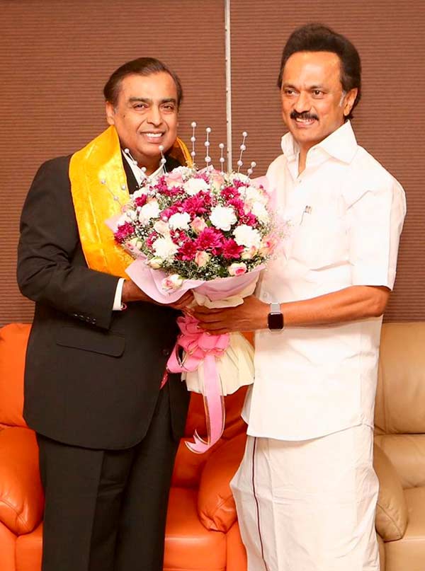 Mr Ambani invites DMK chief MK Stalin for his sons marriage event Mr Ambani invites DMK chief MK Stalin for his sons marriage event