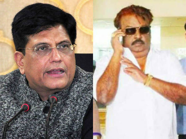 Central minister piyush goyal will meet vijayakanth today to finalize lok sabha alliance Central minister piyush goyal will meet vijayakanth today to finalize lok sabha alliance