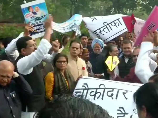 Rahul Gandhi protest against Rafale deal in Parliament Rahul Gandhi protest against Rafale deal in Parliament