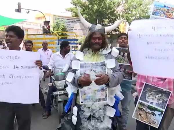 Puducherry man goes rally against Plastic usage Puducherry man goes rally against Plastic usage