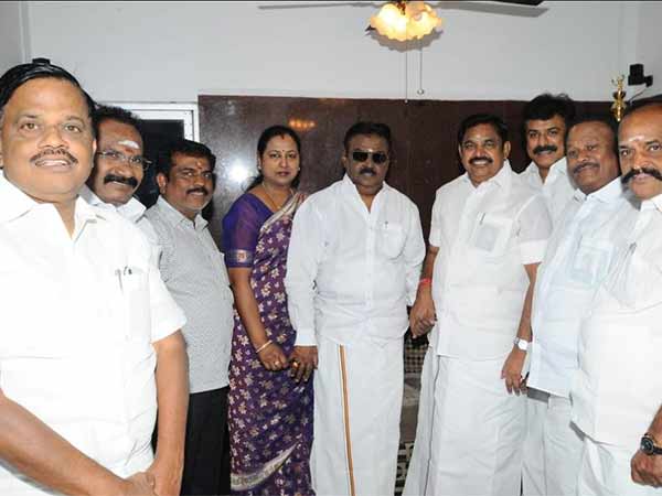 CM Edappadi Palanisamy meet Vijayakant in his home CM Edappadi Palanisamy meet Vijayakant in his home
