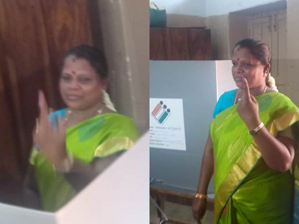 அமைச்சர் எஸ்.வளர்மதி வாக்குப்பதிவு