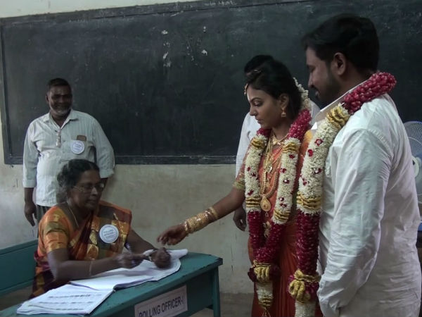 newly married couple vote in nagercoil after wedding newly married couple vote in nagercoil after wedding