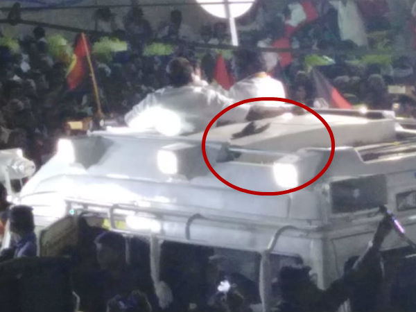 Slipper has been thrown on CM edappadi palanisamy vehicle Slipper has been thrown on CM edappadi palanisamy vehicle