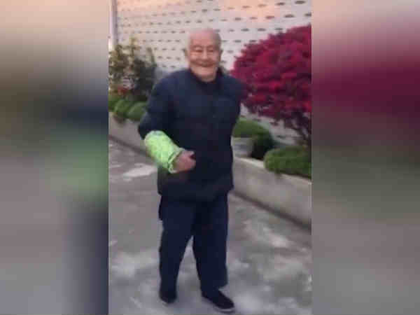 A 105-year old man in Yangzhou does fitness exercise A 105-year old man in Yangzhou does fitness exercise