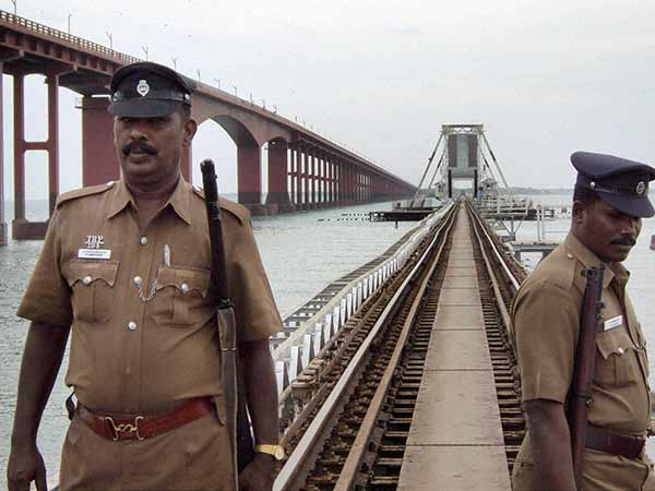 Bomb Squad doing a search in Pamban bridge after a bomb threat call Bomb Squad doing a search in Pamban bridge after a bomb threat call