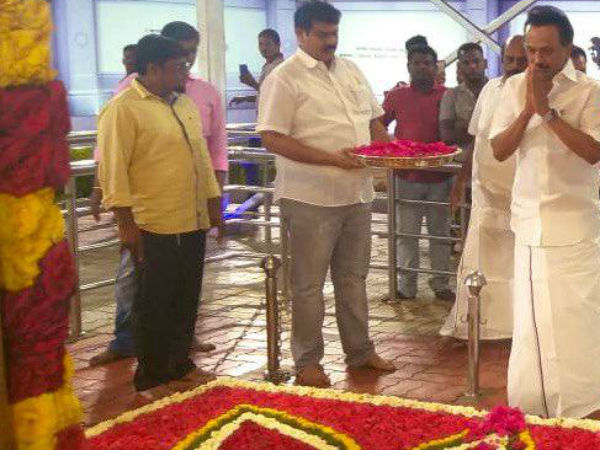 M K Stalin pays respect to Karunanidhi Memorial for the second time in Chennai M K Stalin pays respect to Karunanidhi Memorial for the second time in Chennai