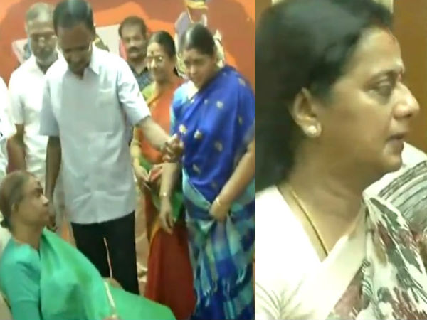 Karunadhis wife Dhayalu Ammal casts her vote in Chennai Karunadhis wife Dhayalu Ammal casts her vote in Chennai