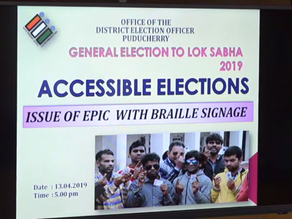 Braille voter id issued by puducherry election commission Braille voter id issued by puducherry election commission