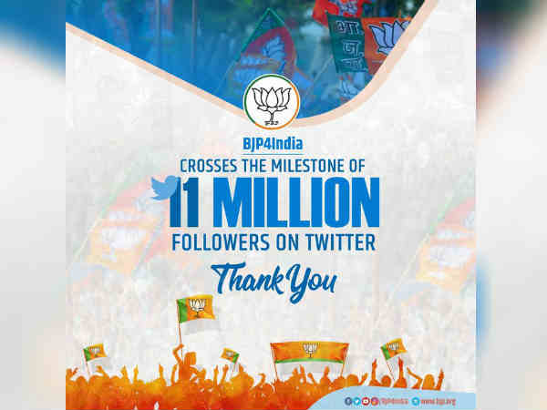BJP crosses 11 Million followers on twitter BJP crosses 11 Million followers on twitter