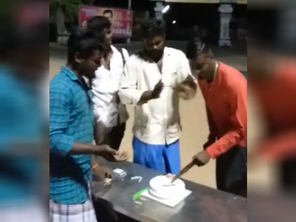 Karur Rowdy birthday celebration with knife Karur Rowdy birthday celebration with knife