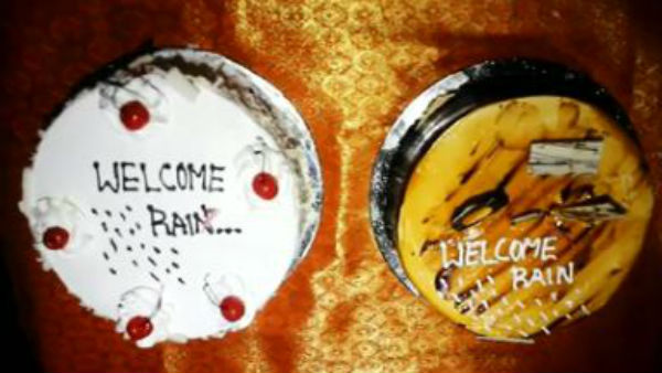 Chennai residents cut the cake and welcome the rain Chennai residents cut the cake and welcome the rain