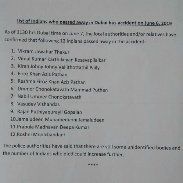 10 Indians have passed away in Dubai bus accident 10 Indians have passed away in Dubai bus accident