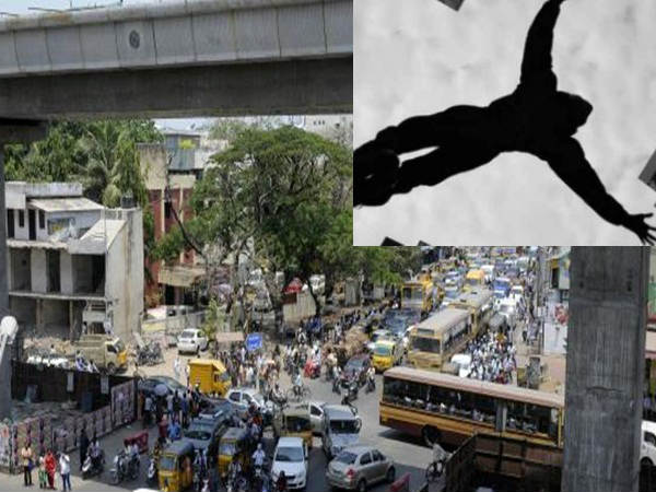 18 years teenager fell down from Velappanchavadi flyover 18 years teenager fell down from Velappanchavadi flyover