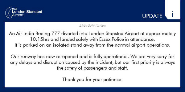 Bomb Threat: Air India flight makes emergency landing in London Bomb Threat: Air India flight makes emergency landing in London