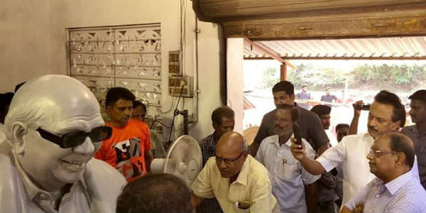 DMK Leader MK Stalin inspects Karunanidhi Statue Preparation DMK Leader MK Stalin inspects Karunanidhi Statue Preparation