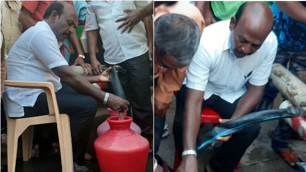 MLA Ma Subramanian supplies drinking water in Saidapet streets MLA Ma Subramanian supplies drinking water in Saidapet streets