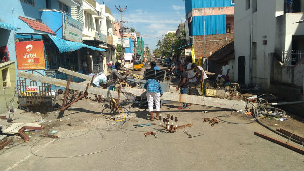 Transformer fell on the stree after rain lashed Chennai Transformer fell on the stree after rain lashed Chennai