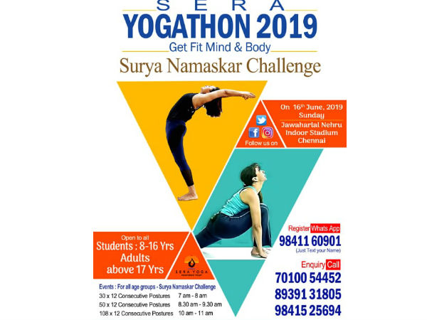 Surya Namaskar Yogathon in Chennai Nehru Stadium on June 16 Surya Namaskar Yogathon in Chennai Nehru Stadium on June 16