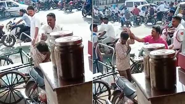 hand cart driver attacked by traffic police in puducherry hand cart driver attacked by traffic police in puducherry