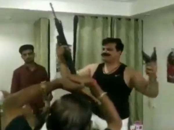 BJP MLA Pranav Champion seen in a viral video brandishing guns BJP MLA Pranav Champion seen in a viral video brandishing guns