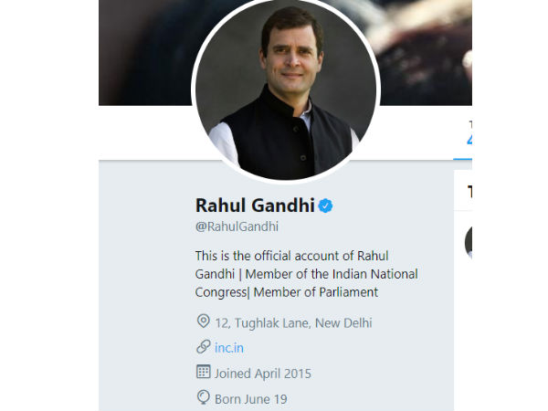 Rahul Gandhi drops his president post from Twitter page Rahul Gandhi drops his president post from Twitter page