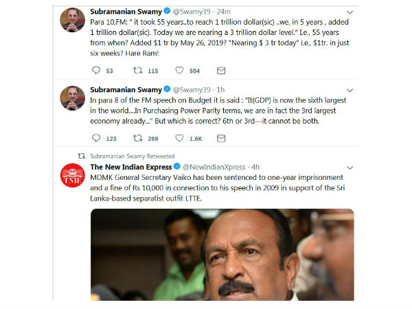 பட்ஜெட் குறித்து ட்வீட்டுகள்