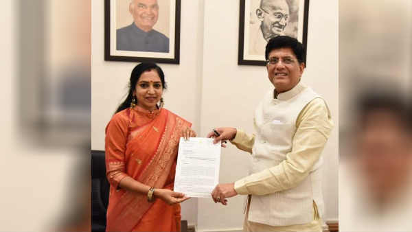Tamilachi Thangapandian today met union railway minister Piyush Goyal Tamilachi Thangapandian today met union railway minister Piyush Goyal