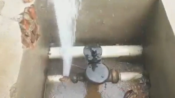 Pipe damage casues water loss near Madurai Pipe damage casues water loss near Madurai