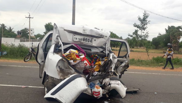 5 killed, 5 more cars crash accident in pudukottai- trichy highway 5 killed, 5 more cars crash accident in pudukottai- trichy highway