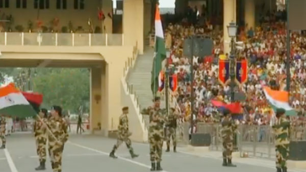 Beating The Retreat ceremony underway at Attari-Wagah border Beating The Retreat ceremony underway at Attari-Wagah border