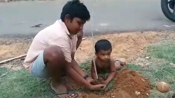One year babys planting tree video One year babys planting tree video