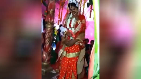 Couple fell down on Marriage state Video viral Couple fell down on Marriage state Video viral