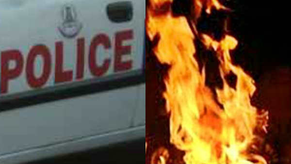 Angry Public torches police vehicle near Ponneri Angry Public torches police vehicle near Ponneri