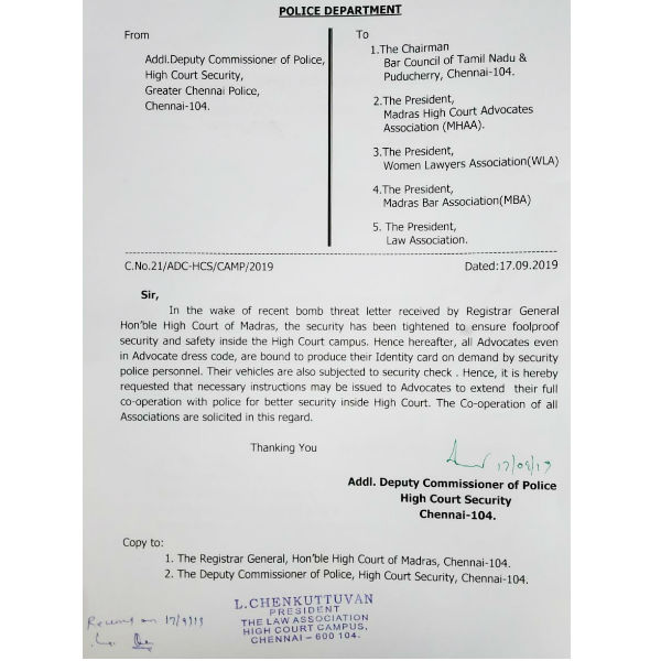 Police security beefed up in Chennai high court Police security beefed up in Chennai high court