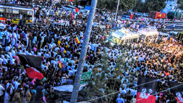 TN CM Edappadi Palanisamy by-election campaign gets massive welcome in Vikravandi TN CM Edappadi Palanisamy by-election campaign gets massive welcome in Vikravandi