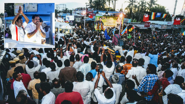 TN CM Edappadi Palanisamy by-election campaign gets massive welcome in Vikravandi TN CM Edappadi Palanisamy by-election campaign gets massive welcome in Vikravandi