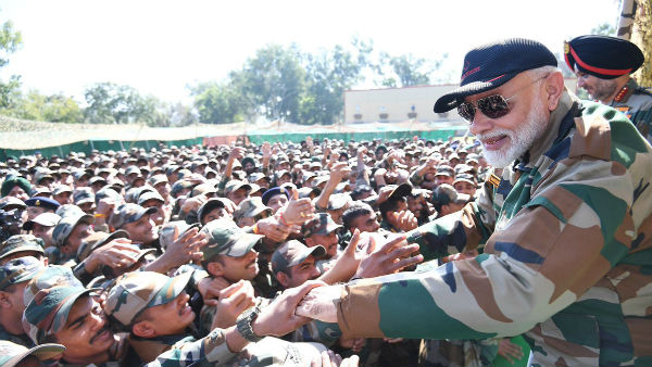 PM Modi celebrated Deepavali in Jammu Kashmir with army men PM Modi celebrated Deepavali in Jammu Kashmir with army men