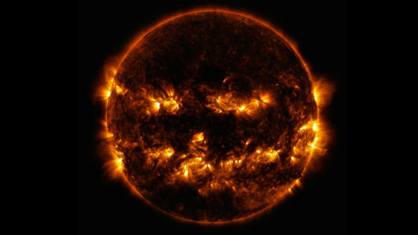 NASA shared a photo of the sun looking a lot like a giant flaming jack-o-lantern NASA shared a photo of the sun looking a lot like a giant flaming jack-o-lantern