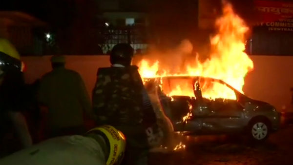 Car torched in Delhi Daryaganj during protest against CAA