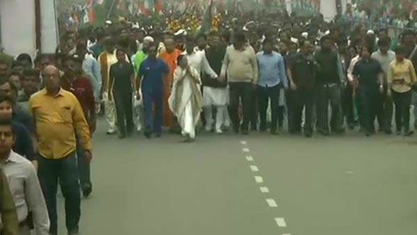 Mamata Banerjee leads another protest march against CAA Mamata Banerjee leads another protest march against CAA