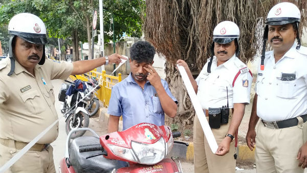 Bangalore traffic police fined Rs 1500 for driving a two-wheeler Bangalore traffic police fined Rs 1500 for driving a two-wheeler