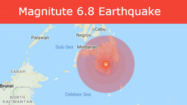 philippines hit strong earthquake, USGS reported the magnitude at 6.8 philippines hit strong earthquake, USGS reported the magnitude at 6.8