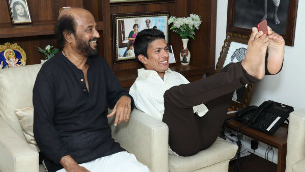 Selfie fame Pranav meets Rajinikanth Selfie fame Pranav meets Rajinikanth