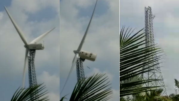The windmill in the Nellai District has crashed The windmill in the Nellai District has crashed