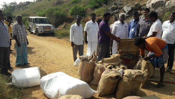 Pongal gifts were taken to the hill villagers by donkey Pongal gifts were taken to the hill villagers by donkey