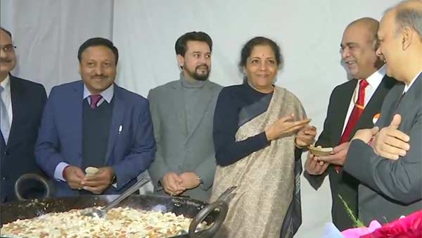 Budget 2020: Finance Minister Nirmala Sitharaman at Halwa Ceremony Budget 2020: Finance Minister Nirmala Sitharaman at Halwa Ceremony