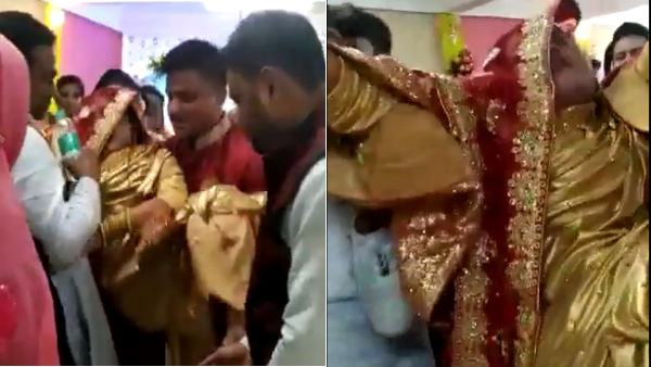 This video shows a bride cries before going to her in laws house This video shows a bride cries before going to her in laws house