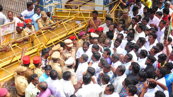 Congress mla dhanavelu protest against government Congress mla dhanavelu protest against government